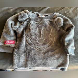 Disney Baby Gray Faux Fur 3-6 months sweater/sweatshirt Mickey w/ears